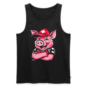 Drapeau et cochon suisse - Débardeur bio Premium Homme - noir - Devant - Michal (187cm)