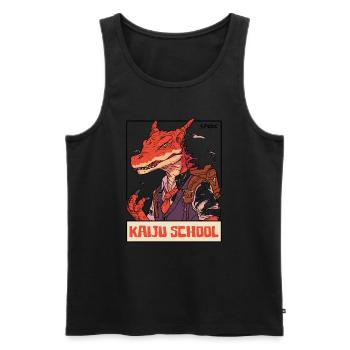 japanese monsters, Back to Kaiju School - Men's Premium Organic Tank Top - black - Front - AI Model Male 178 light (178cm)