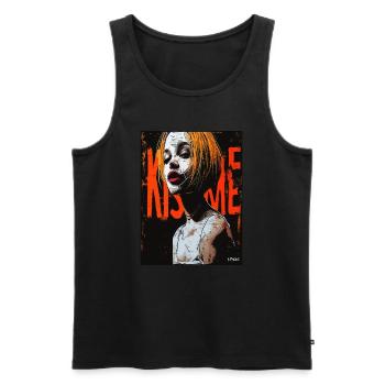 Emo Punk Cyber Girl, Kiss Me - Men's Premium Organic Tank Top - black - Front - AI Model Male 178 light (178cm)