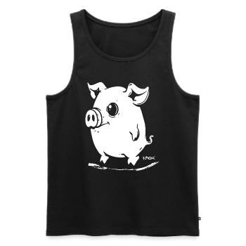 Cochon mignon de dessin animé - Débardeur bio Premium Homme - noir - Devant - AI Model Male 178 light (178cm)