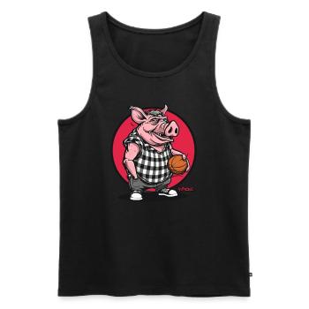 Cochon de basket-ball de rue - Débardeur bio Premium Homme - noir - Devant - AI Model Male 178 light (178cm)