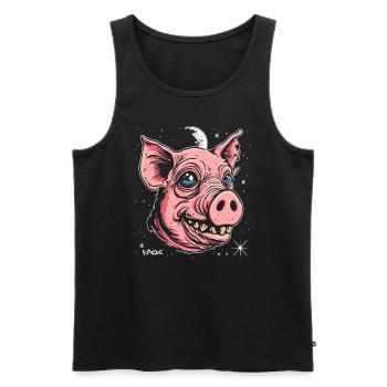 Le bon vieil ami : le cochon de l’espace - Débardeur bio Premium Homme - noir - Devant - Michal (187cm)