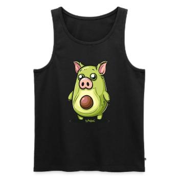 Cartoon of a funny cute avocado pig - Men's Premium Organic Tank Top - black - Front - AI Model Male 178 light (178cm)