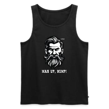 "Man Up Attraktiver bärtiger Kerl" - Männer Premium Bio Tank Top - Schwarz - Vorne - Michal (187cm)