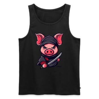 Ninja Pig - Men's Premium Organic Tank Top - black - Front - Michal (187cm)