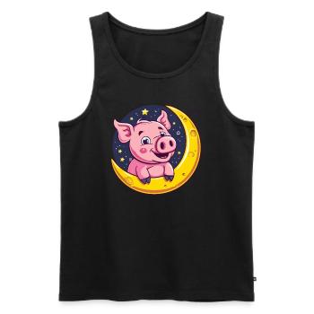 Little Piglet Pig on the Moon - Men's Premium Organic Tank Top - black - Front - AI Model Male 178 light (178cm)