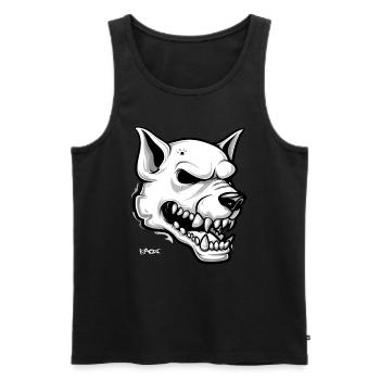 Weißer Hunde Schädel Totenkopf - Männer Premium Bio Tank Top - Schwarz - Vorne - Michal (187cm)