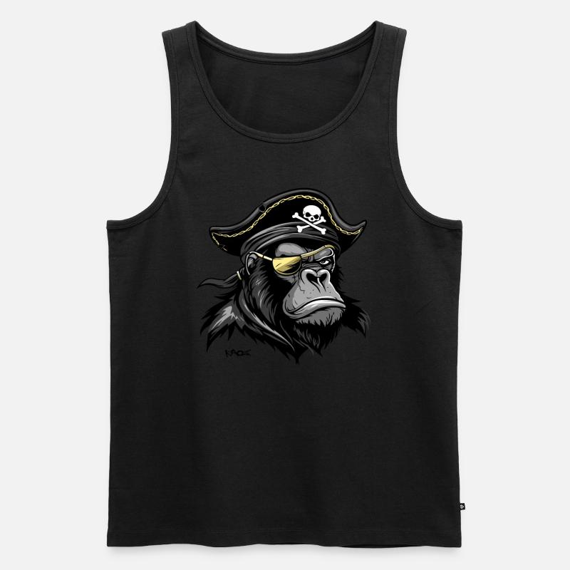 Gorilla Pirat - Männer Premium Bio Tank Top - Schwarz