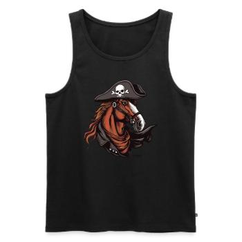 Das Pferd ist ein Pirat - Männer Premium Bio Tank Top - Schwarz - Vorne - Michal (187cm)