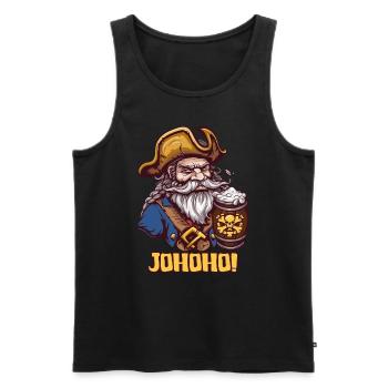 Johoho et un tonneau : Pirate rétro - Débardeur bio Premium Homme - noir - Devant - Michal (187cm)