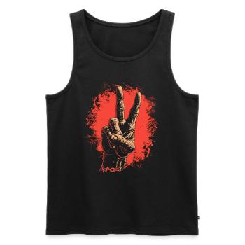 Frieden Hand - Männer Premium Bio Tank Top - Schwarz - Vorne - Michal (187cm)