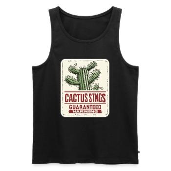 Cactus Stings Guaranteed: Warning! - Men's Premium Organic Tank Top - black - Front - AI Model Male 178 light (178cm)