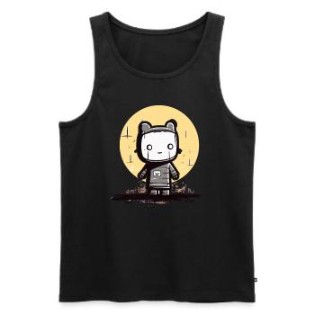 Die abstrakte Cartoon Mond Katze - Männer Premium Bio Tank Top - Schwarz - Vorne - AI Model Male 178 light (178cm)