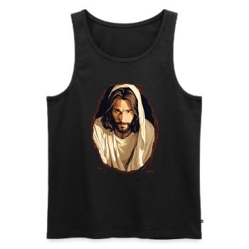 Le gars qui ressemble à Jésus en moi sort - Débardeur bio Premium Homme - noir - Devant - Michal (187cm)