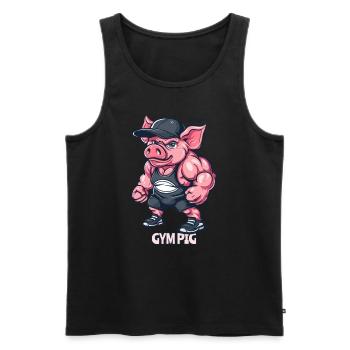 Bodybuilder Muscle Gym Cochon - Débardeur bio Premium Homme - noir - Devant - Michal (187cm)
