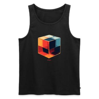Un cube de verre - Débardeur bio Premium Homme - noir - Devant - AI Model Male 178 light (178cm)