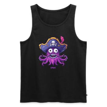 Ein lustiger, glücklicher Oktopus-Pirat - Männer Premium Bio Tank Top - Schwarz - Vorne - AI Model Male 178 light (178cm)