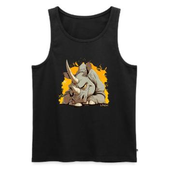 Rhinocéros de dessin animé super fou - Débardeur bio Premium Homme - noir - Devant - Michal (187cm)