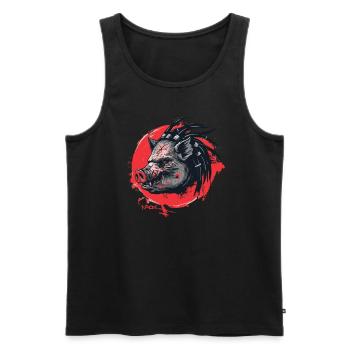 Alien UFO Raubtier Predator Schwein - Männer Premium Bio Tank Top - Schwarz - Vorne - AI Model Male 178 light (178cm)
