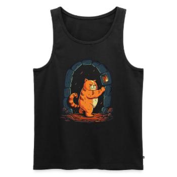 The roundish, thick red dungeon tomcat, the cat - Men's Premium Organic Tank Top - black - Front - AI Model Male 178 light (178cm)