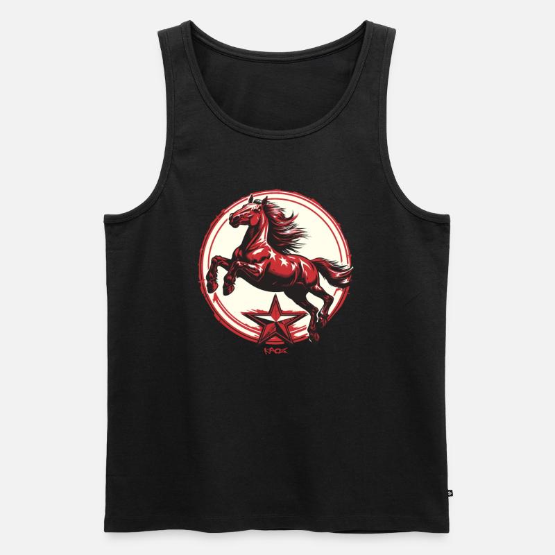 Roter Stern Propaganda Pferd - Männer Premium Bio Tank Top - Schwarz