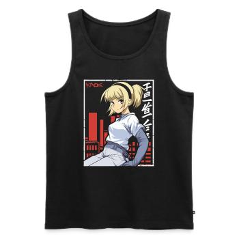 Mignonne Cyber City Anime Fille - Débardeur bio Premium Homme - noir - Devant - Michal (187cm)