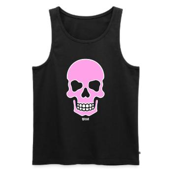 Un crâne rose souriant crâne - Débardeur bio Premium Homme - noir - Devant - Michal (187cm)