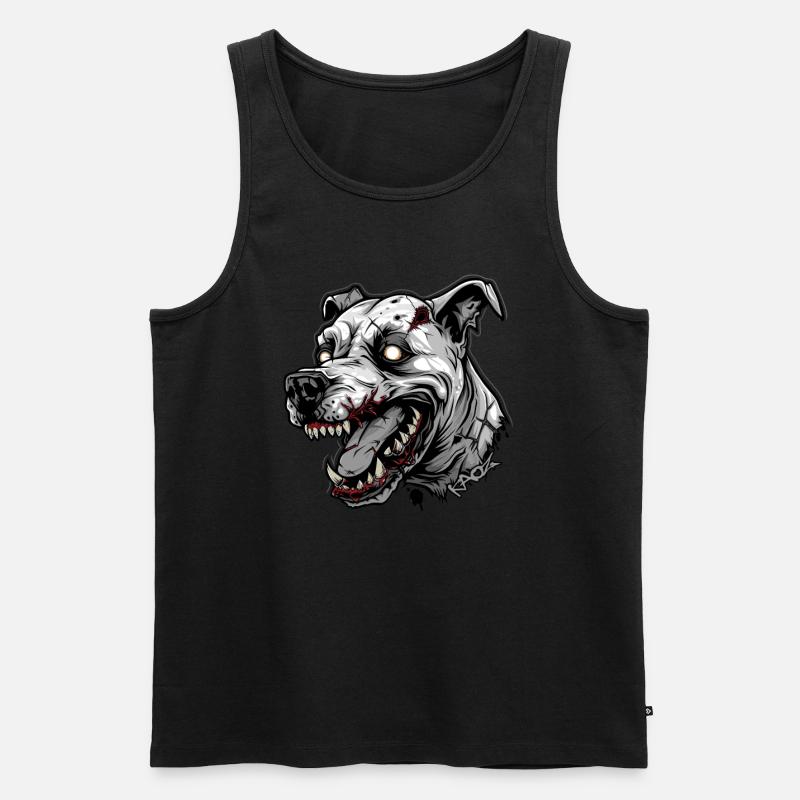Weißer Kopf eines Zombie-Hundes - Männer Premium Bio Tank Top - Schwarz