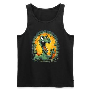 Der lustige Cartoon-Witz-Kerker-Drache - Männer Premium Bio Tank Top - Schwarz - Vorne - Michal (187cm)