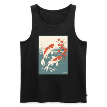 Parodie japanisches Werbeplakat Koi-Fisch - Männer Premium Bio Tank Top - Schwarz - Vorne - Michal (187cm)