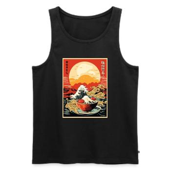 Affiche japonaise parodique : Kanagawa Wave Sushi - Débardeur bio Premium Homme - noir - Devant - Michal (187cm)