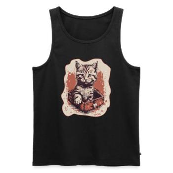 Heart and cat in a box - Men's Premium Organic Tank Top - black - Front - AI Model Male 178 light (178cm)