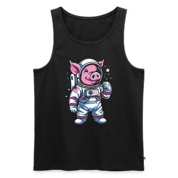 Kleines Schweinchen: Astronaut Schwein - Männer Premium Bio Tank Top - Schwarz - Vorne - AI Model Male 178 light (178cm)