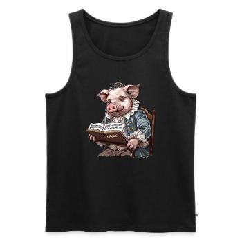 Ludwig van Pighoven: Klassische Musik vom Schwein - Männer Premium Bio Tank Top - Schwarz - Vorne - Michal (187cm)