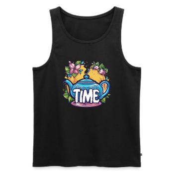 This teapot says it's tea time - Men's Premium Organic Tank Top - black - Front - AI Model Male 178 light (178cm)