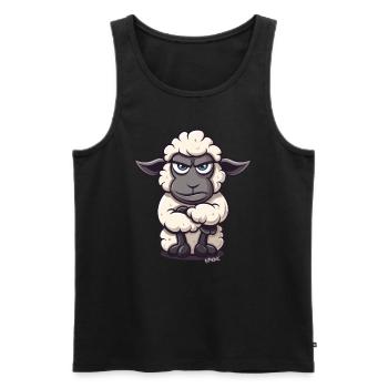 Bad mood and being offended by the sheep - Men's Premium Organic Tank Top - black - Front - AI Model Male 178 light (178cm)