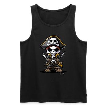 Funny Chibi Cartoon Skeleton Pirate - Men's Premium Organic Tank Top - black - Front - AI Model Male 178 light (178cm)