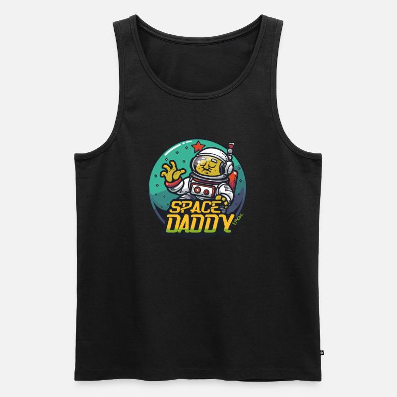 Space Daddy Sci-Fi Astronaut - Männer Premium Bio Tank Top - Schwarz