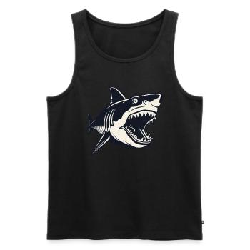 Un requin de dessin animé à l’ancienne - Débardeur bio Premium Homme - noir - Devant - Michal (187cm)