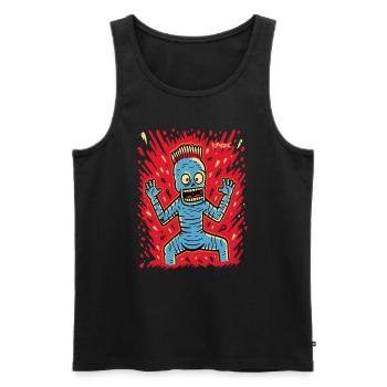 Crazy Funny Cartoon Pop Art avec squelette - Débardeur bio Premium Homme - noir - Devant - AI Model Male 178 light (178cm)