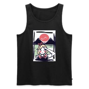 Japanisches Mädchen in Japan unter der roten Sonne - Männer Premium Bio Tank Top - Schwarz - Vorne - Michal (187cm)