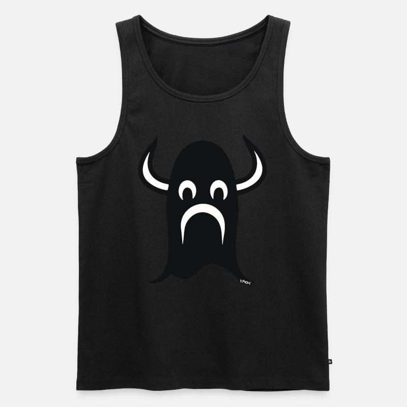 Wikinger Cartoon Gesicht Helm - Männer Premium Bio Tank Top - Schwarz