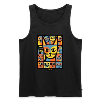 Coloré Pop Art Chaos chaton chats - Débardeur bio Premium Homme - noir - Devant - AI Model Male 178 light (178cm)