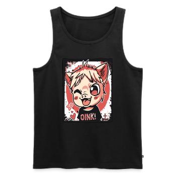 Freches kleines Anime-Kinder-Schweinchen, Oink! - Männer Premium Bio Tank Top - Schwarz - Vorne - AI Model Male 178 light (178cm)