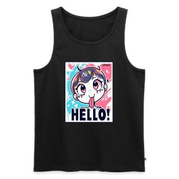 Freches Anime Girl sagt Hallo - Männer Premium Bio Tank Top - Schwarz - Vorne - Michal (187cm)