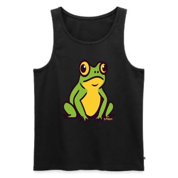 Une grosse petite grenouille verte - Débardeur bio Premium Homme - noir - Devant - AI Model Male 178 light (178cm)