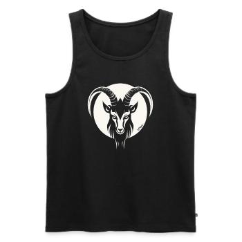 The motif of a billy goat, a goat - Men's Premium Organic Tank Top - black - Front - AI Model Male 178 light (178cm)