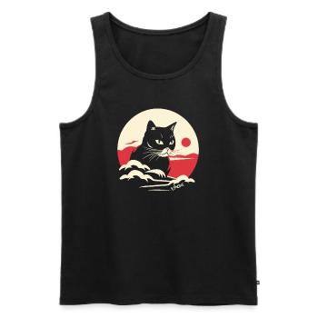 black cat under the japanese red sun - Men's Premium Organic Tank Top - black - Front - AI Model Male 178 light (178cm)