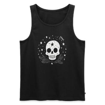Ciel étoilé avec des étoiles et un crâne cool - Débardeur bio Premium Homme - noir - Devant - AI Model Male 178 light (178cm)