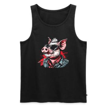 Cool Rocker Rockabilly Rock Pig - Men's Premium Organic Tank Top - black - Front - AI Model Male 178 light (178cm)